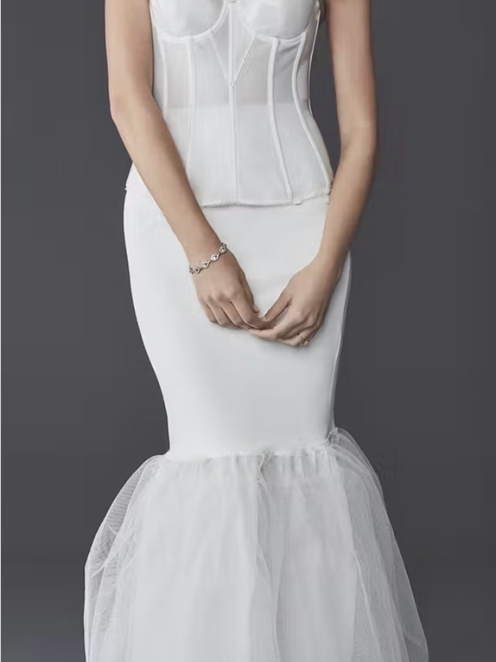 David's Bridal Cream Slip with Tulle Hem